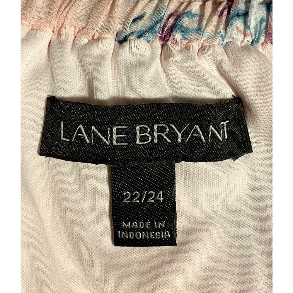 Lane Bryant Pink Floral Blouse Chiffon Overlay Off Shoulder Babydoll Size 22/24 - Picture 11 of 13